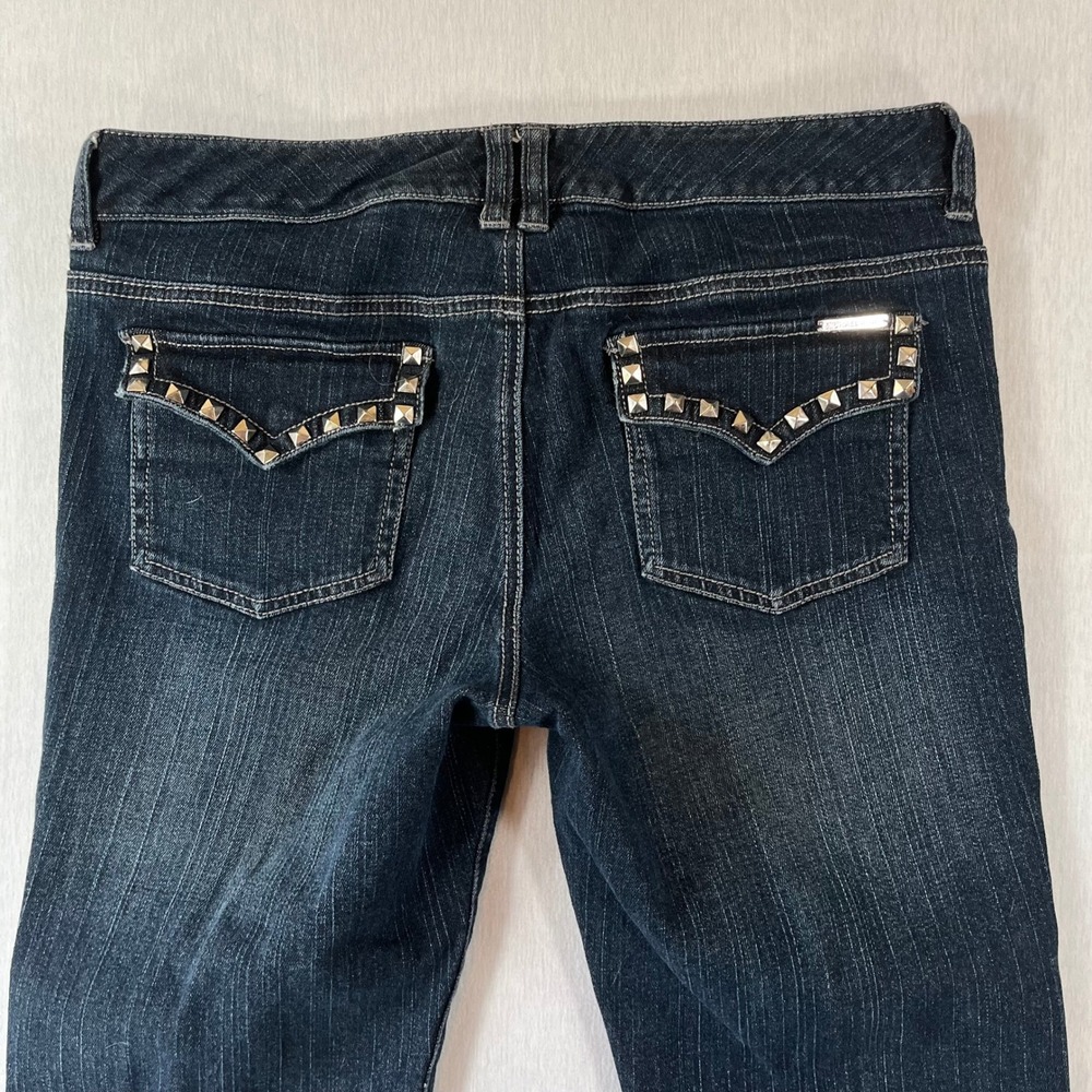 Michael Kors Jeans Women 10 Studded Pocket Straight Leg Denim Dark Wash Stretch